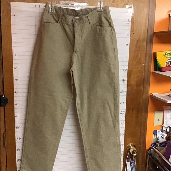 Lee women's khaki color pants with light colored stripe 10 medium - Picture 3 of 7